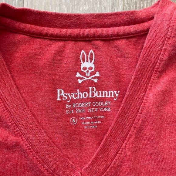 Psycho Bunny Men’s 8 XL Red Short Sleeve T-Shirt Classic Logo Streetwear - Picture 2 of 4